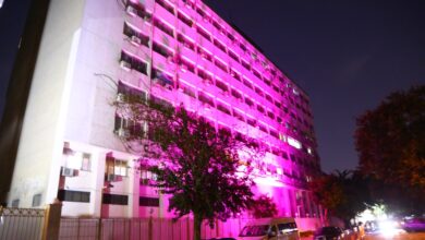 صورة وزارة التضامن تضيء مبناها باللون الوردي لإرسال رسالة دعم لمرضى سرطان الثدي